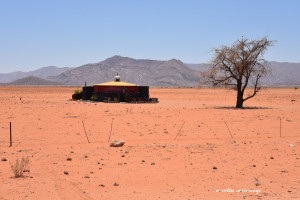Buntes Haus mitten in der Wüste